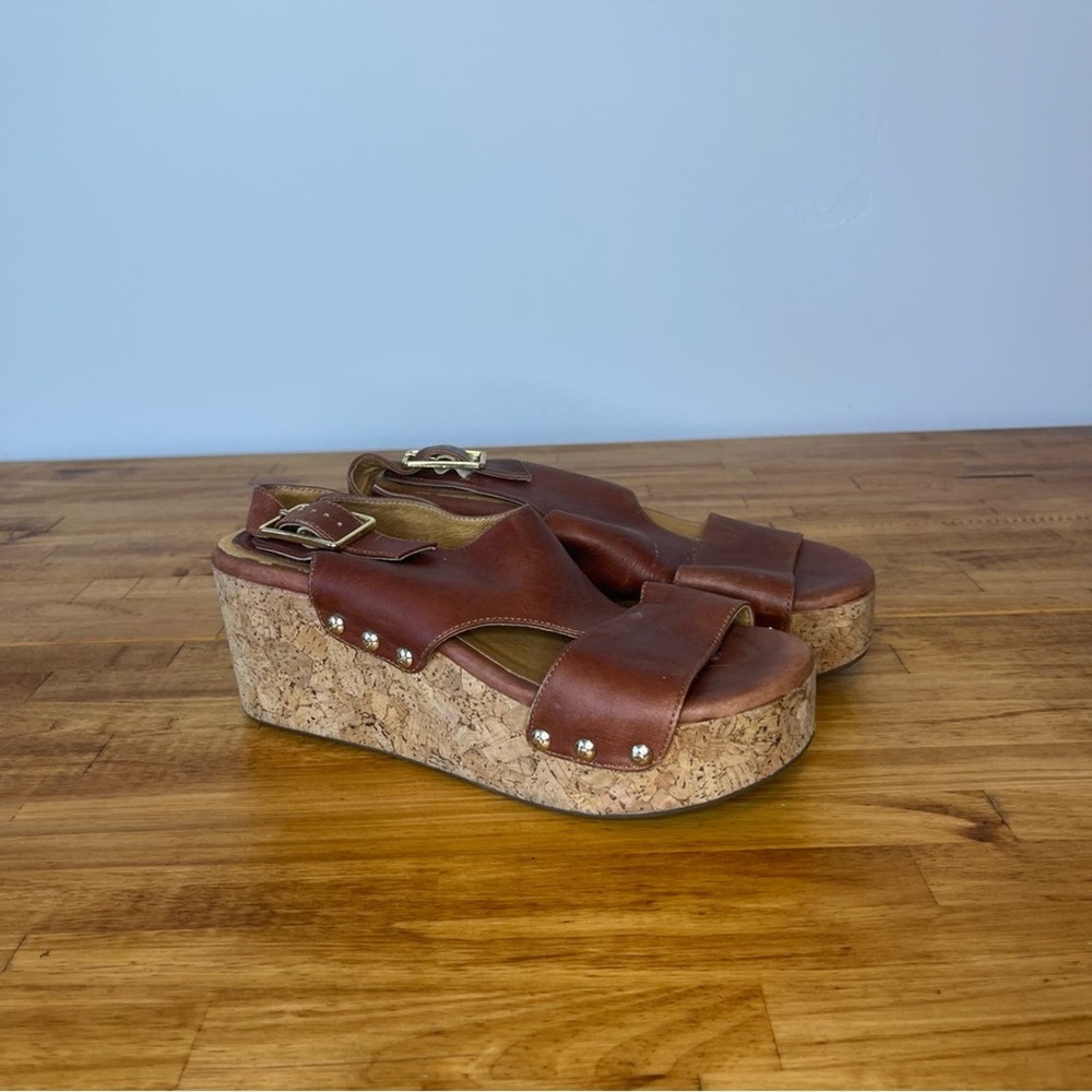 Bussola Maggie Brown Leather Strappy Wedge Heel Sandals Size 41